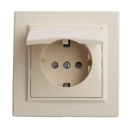 1-seater s/s outlet with a lid, Stekker series Erna, PST16-9012-02, ivory