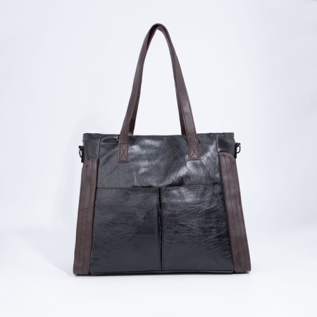 Soper bag with zipper, black color