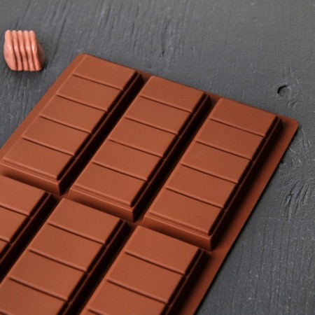 Chocolate form "Tiles", silicone, 26 × 17 × 1.5 cm, 6 cells (11.3 × 4.4 cm), brown color-2