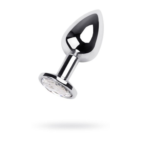 Anal plug Metal by Toyfa, silver, diamond, 9.2 cm, d = 4 cm