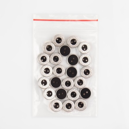 Button, 2 punctures, d = 11 mm, black/silver color-3