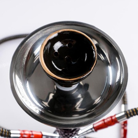 Hookah Silent Night, 50 cm, 2 tubes, black flask, shaft chrome-3