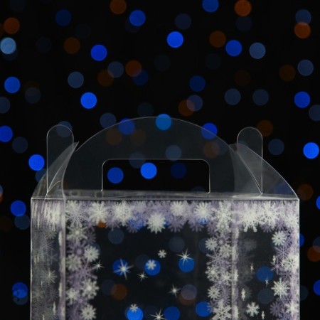 New Year. Box gift New Year folding PVC "Winter" 12 x 12 x 15 cm.-2