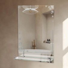 Wall mirror, with sandblasting graphics, 60 x 40 cm, with a shelf, 2 brackets