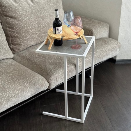 Table Mini, 400x400x650, White Muar/Metropolitan Gray