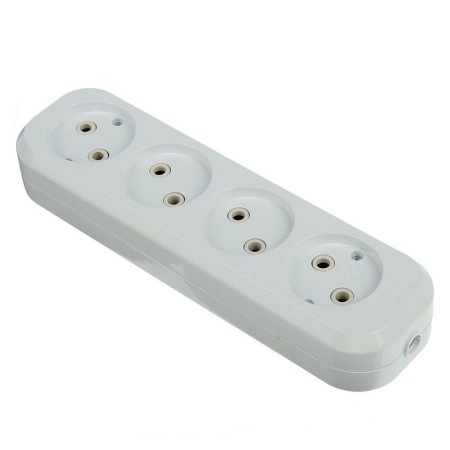 The jacket of the extension cord Universal E204, four-seater, ABC plastic, without grounding