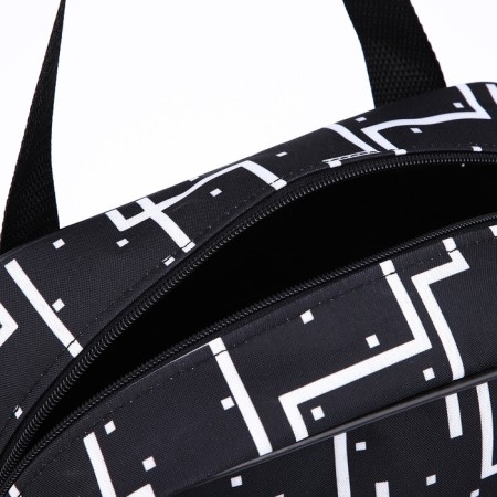 Lightning bag, external pocket, with an increase, black/white color-3