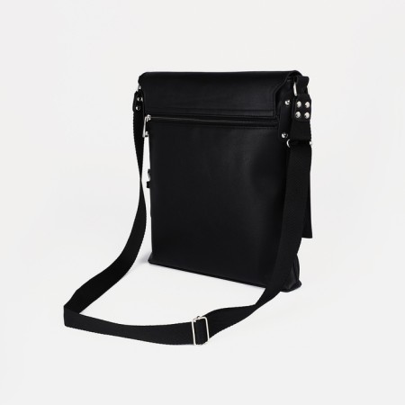 Male bag over the shoulder, Textura, artificial leather, black color-1