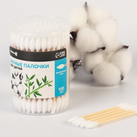 Cotton sticks in the tube 100 pcs., Tip - sharp, cotton/bamboo (stick)-1
