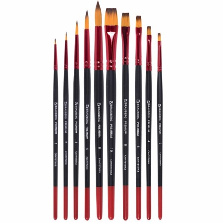 System of synthetics 10 pieces, Brauberg Premium, round No. 1, 2, 3, 5, 8; Flat No. 2, 4, 6, 8, 10-1