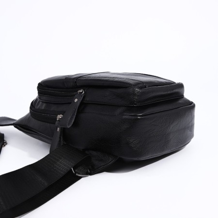 Male sling bag, artificial leather, black color-3