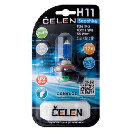 Automobile lamp H11 43211 SPB 12V 55W Celen, Halogen Sapphire + 35% Long Life, UV-Stop-1
