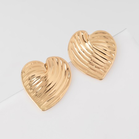 Earrings Metal "Heart" leaf, color gold-1