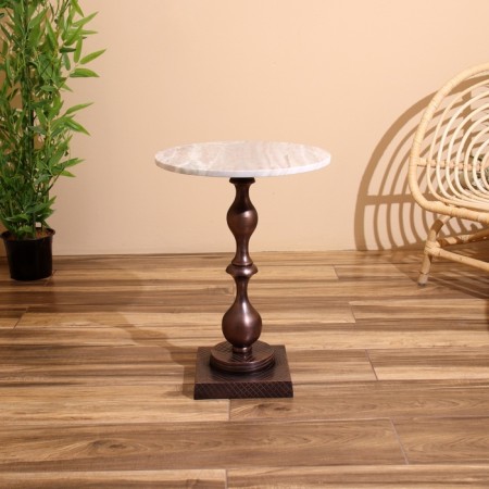 Coffee table 41x41x56 cm, aluminum/marble-1