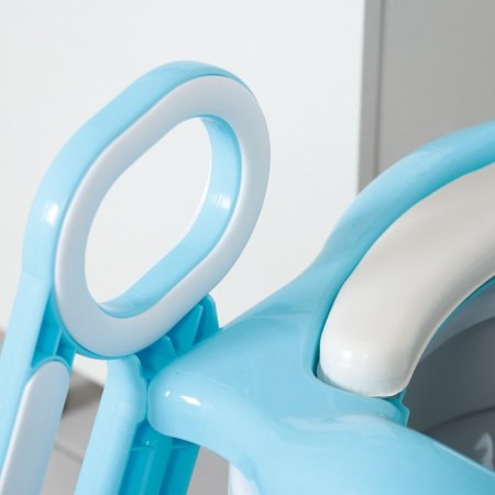 Children's lining - a seat on the toilet with a step, with a soft seat, blue color-2
