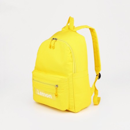School backpack from textiles on lightning, 3 pockets, yellow color