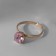 Ring "Wealth" single, pink color in gold, dimensionless