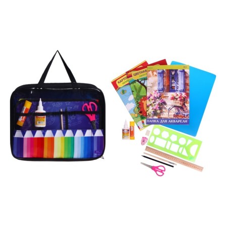 Labor folder A4, 335 x 260 x 60 mm, with handles, textiles, PVC, with a filling of 13 items, calligrata, PTR-111, "pencils"-1