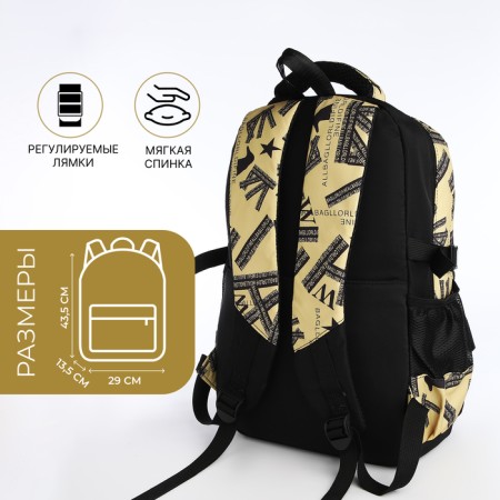 School backpack on lightning, 5 pockets, black/yellow color-1