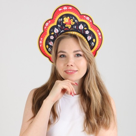 Carnival kokoshnik "Russian beauty" from felt, with application-2