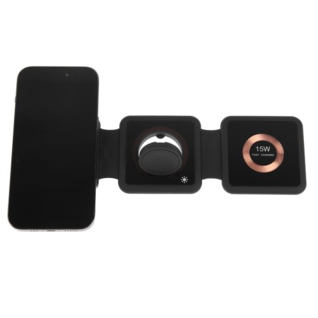 Wireless charging 3 in 1 h39, 15 W, backlight, support magsafe, folding, glass, black-7