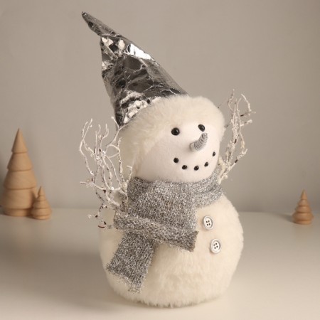 Decor "Snowman in a silver cap" 24x14x32 cm-1
