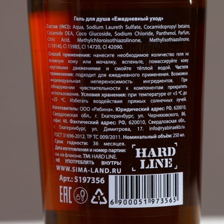 Shower gel “Real Man”, 250 ml, perfume aroma, Hard Line-3