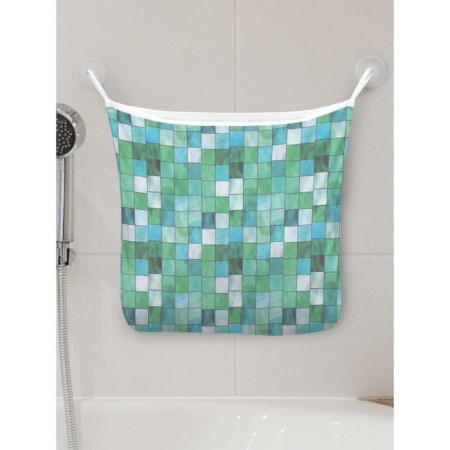 Organizer in a bathtub on suction cups "Emerald Tiles", for storing toys and trifles, size 33x39 cm