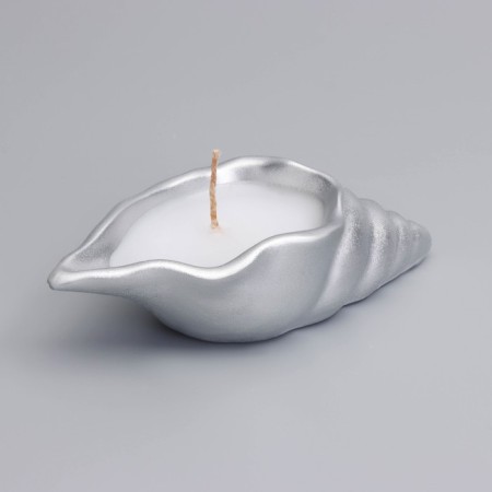 Candle "shell" in a candlestick of gypsum is small, 11.5x5.5x3.5 cm, silver-2