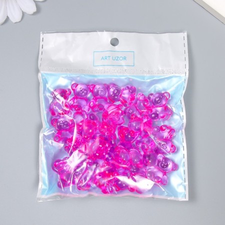 Decor for creativity Plastic "Bear" bright pink set of 25 pcs 1.8x1.5x1 cm-3