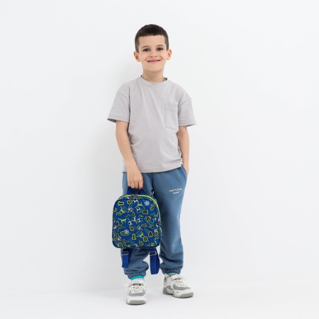 Baby backpack on lightning, external pocket, blue color-3