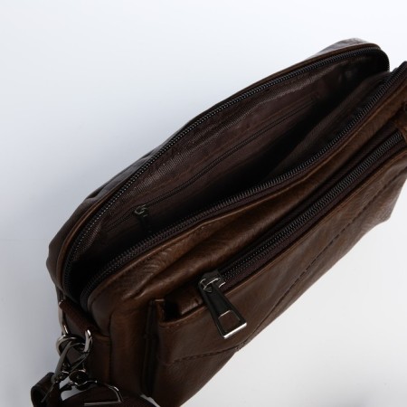 Male bag over the shoulder, artificial leather, brown color-3