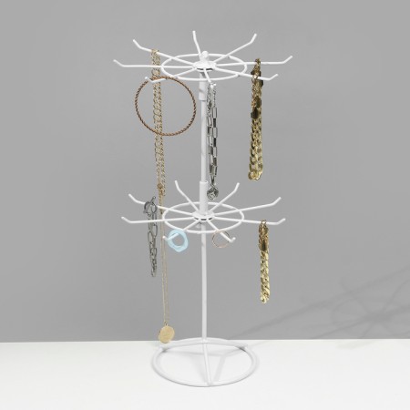 Turntable, 2 tiers of 6 hooks, 21.5 × 21.5 × 41 cm, white color-1