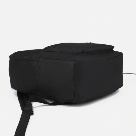 Youth backpack on lightning from textiles, external pocket, black color-2