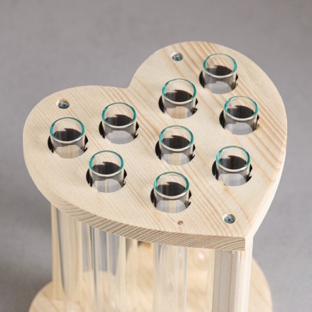 Wooden Kashpo 13 × 12 × 16 cm with 9 flasks "Heart", naturally give beautifully-4