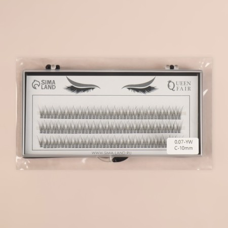 A set of overhead eyelashes "Lastochkin tail", bundles, 10 mm, thickness 0.07 mm, bend C, 12 D-5