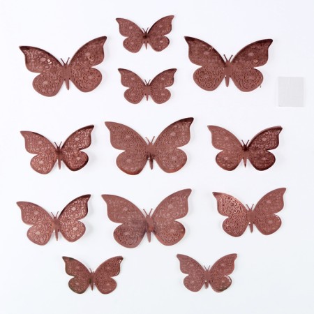 Set for decorating "butterflies" with patterns, set 12 pcs, color pink gold