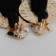 Earrings Assorted Hindi's Brushes, black color in gold, l brush 6.5 cm