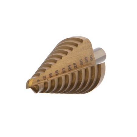 Drill step tundra, HSS, tin, trihedral shank, 9 - 36 mm