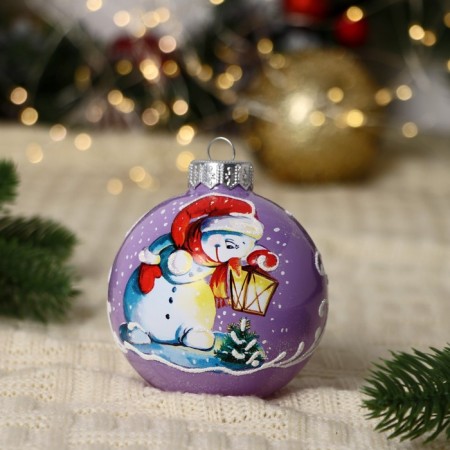 Ball "Snowman with a flashlight", 80 mm., In a gift package