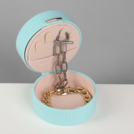 Stand for the Ring "Portable Casket", Circle, 7 stripes, 9 × 9 × 5.5 cm, blue color-5