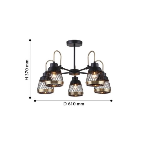 Entresol chandelier, 5x40W E14, black color-4