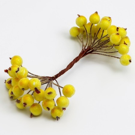Decorative berries, yellow, 7 × 6 × 7 cm, 40 berries-2