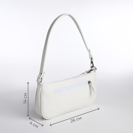 Female bag Textura, baguette, small size, white color-2