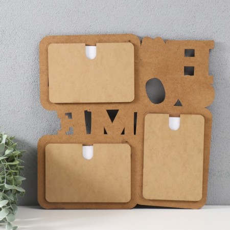 Photo frame LHDF "Home" 33x33 in 3 photos 10x15 cm, col. White oak (plastic screen)-2