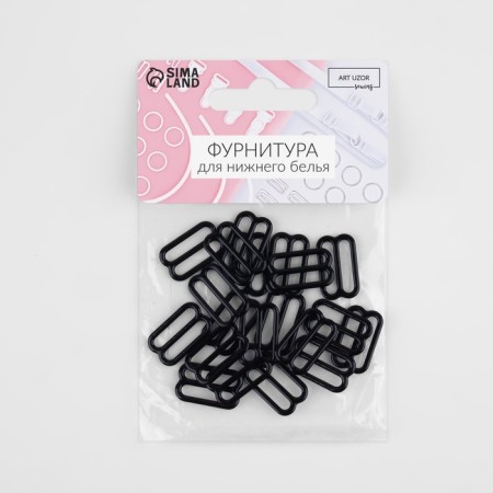Strap regulator, metal, 15 mm, 20 pcs, black color-3