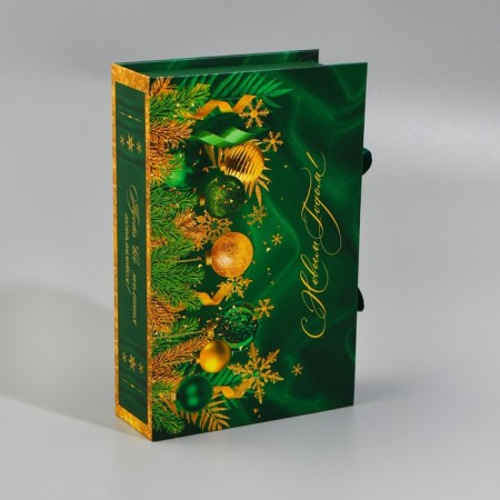 Box a book “Happy New Year!”, Emerald, 20 x 12.5 x 5 cm, New Year-2
