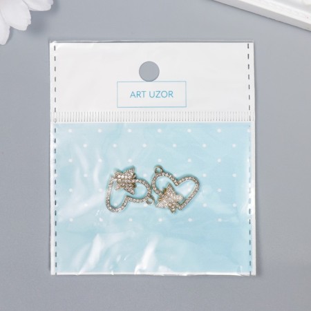 Decor for creativity Metal "Butterfly on the Heart" rhinestones 1.8x1.8 cm-3