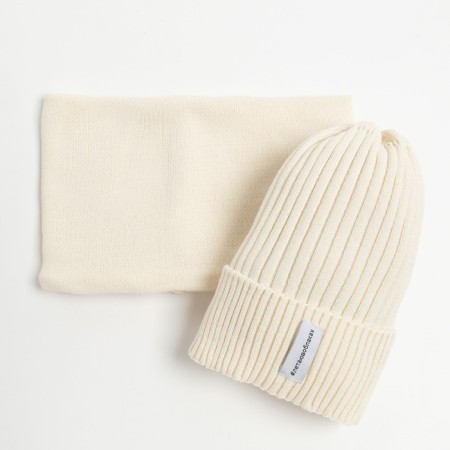 Kit (hat, snood) baby, dairy color, size 52-56