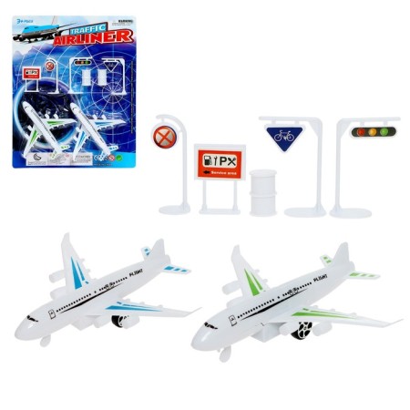 Game set "Airport", 2 aircraft, road signs